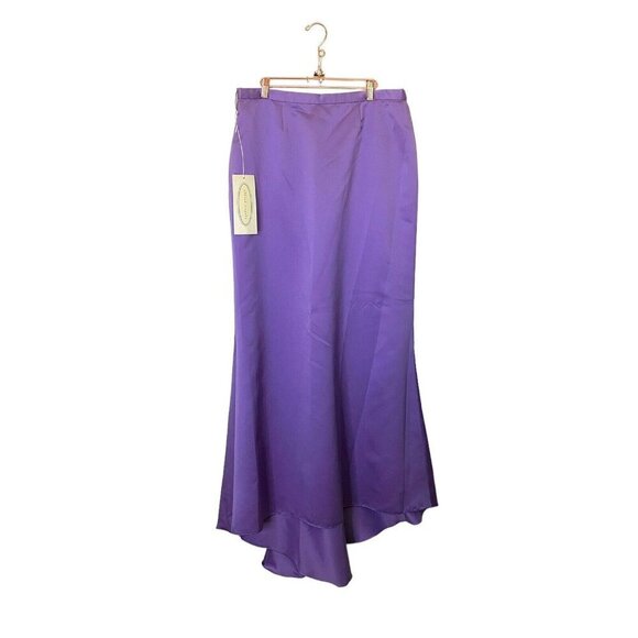 Vintage Y2k 2000s Alfred Angelo Lavender Purple Satin Maxi Skirt w Train NWT 22 - Picture 1 of 6